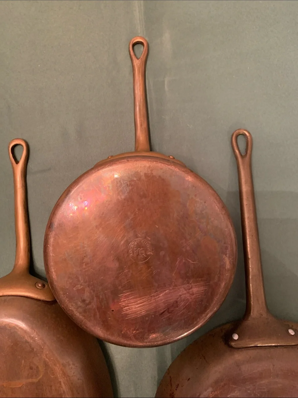 VTG Copper Cookware set Of (3) European/Tuscan/Antique Decor Rare 10” Fish Fryer